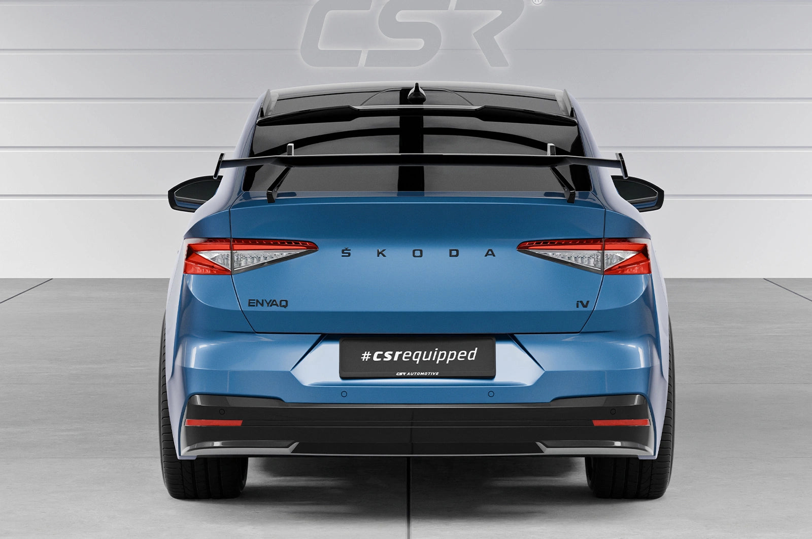 CSR Schwanenhals Heckflügel mit ABE für Skoda Enyaq iV Coupe SHF009-D01-F002-F-L | Unlackiert roh (Lackierung erforderlich)