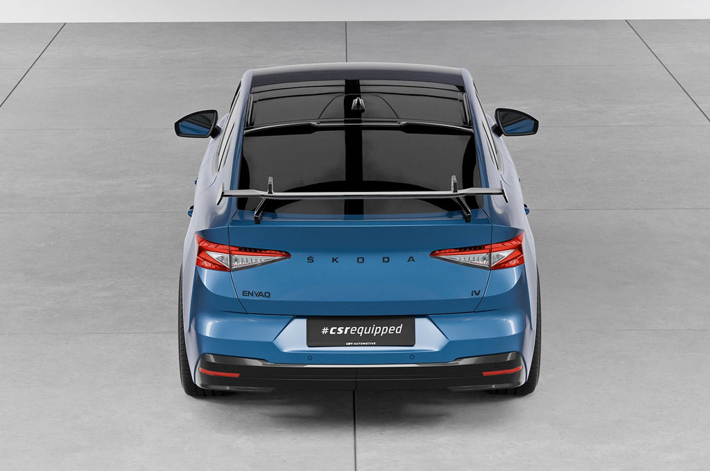 CSR Schwanenhals Heckflügel mit ABE für Skoda Enyaq iV Coupe SHF009-D01-F002-F-P | Schwarz lackiert (keine Lackierung erforderlich)