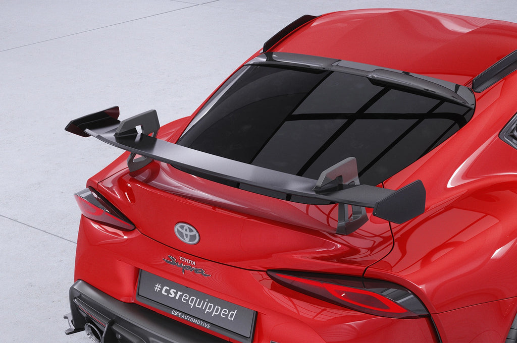 CSR Schwanenhals Heckflügel mit ABE für Toyota GR Supra (A90) SHF030-D01-F002-C | Carbon Look Hochglanz (keine Lackierung erforderlich)