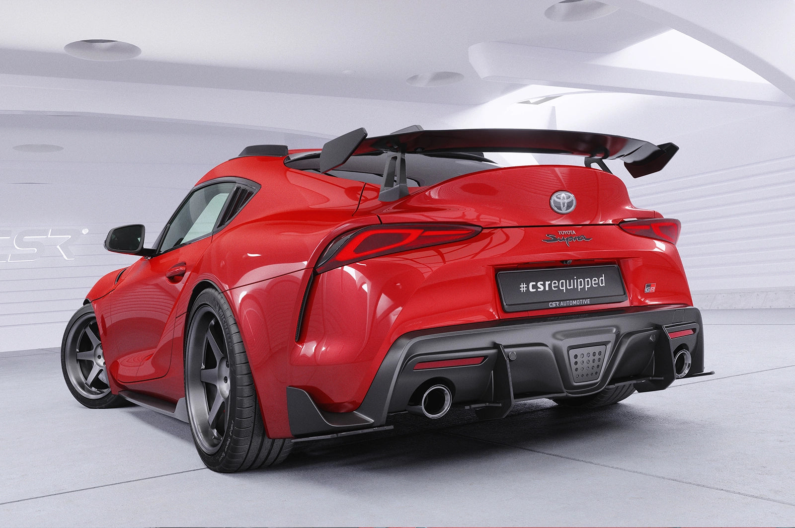 CSR Schwanenhals Heckflügel mit ABE für Toyota GR Supra (A90) SHF030-D01-F002-C | Carbon Look Hochglanz (keine Lackierung erforderlich)
