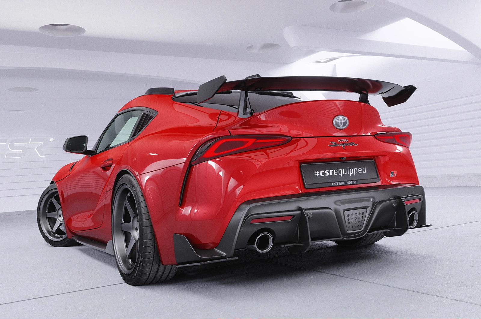CSR Schwanenhals Heckflügel mit ABE für Toyota GR Supra (A90) SHF030-D02-F002-F-P | Schwarz lackiert (keine Lackierung erforderlich)