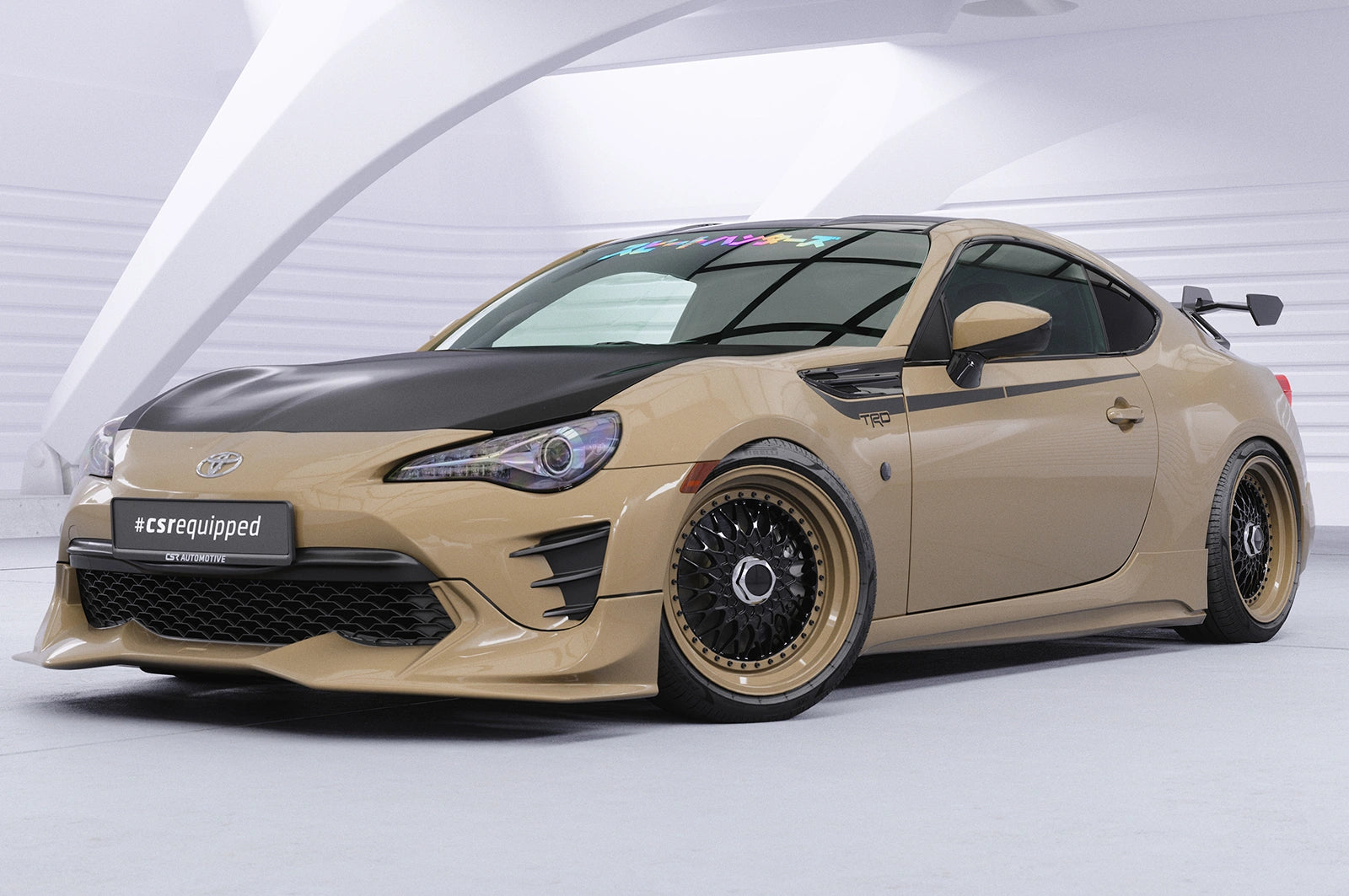CSR Schwanenhals Heckflügel mit ABE für Toyota GT86 (ZN6) / Subaru BRZ (1.Gen) SHF006-D01-F002-C | Carbon Look Hochglanz (keine Lackierung erforderlich)