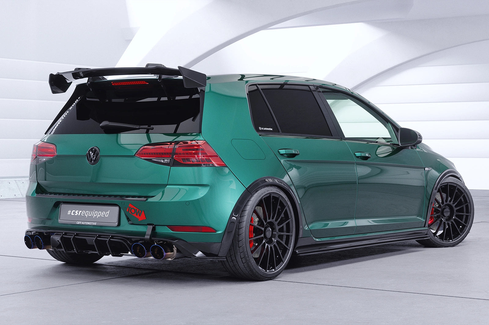 CSR Schwanenhals Heckflügel mit ABE für VW Golf 7 GTI, GTD, GTE, R, R-Line SHF052-F004-F-L | Unlackiert roh (Lackierung erforderlich)