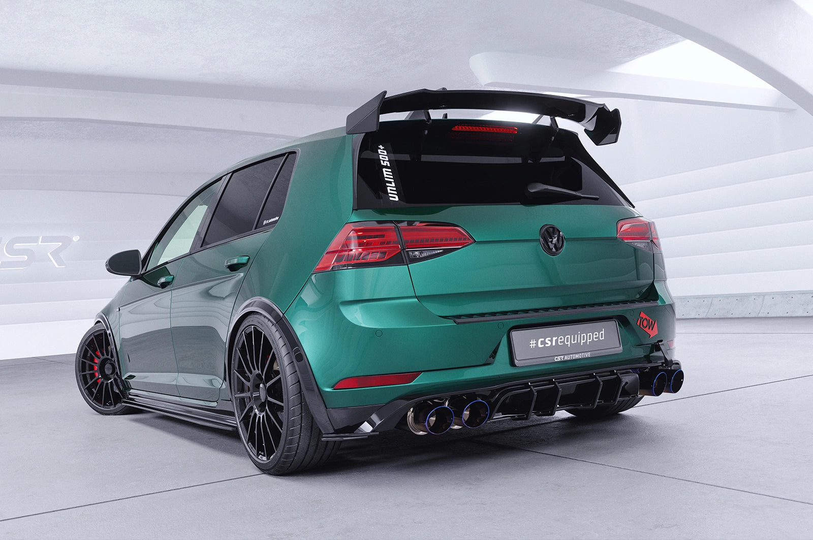 CSR Schwanenhals Heckflügel mit ABE für VW Golf 7 GTI, GTD, GTE, R, R-Line SHF052-F004-F-L | Unlackiert roh (Lackierung erforderlich)