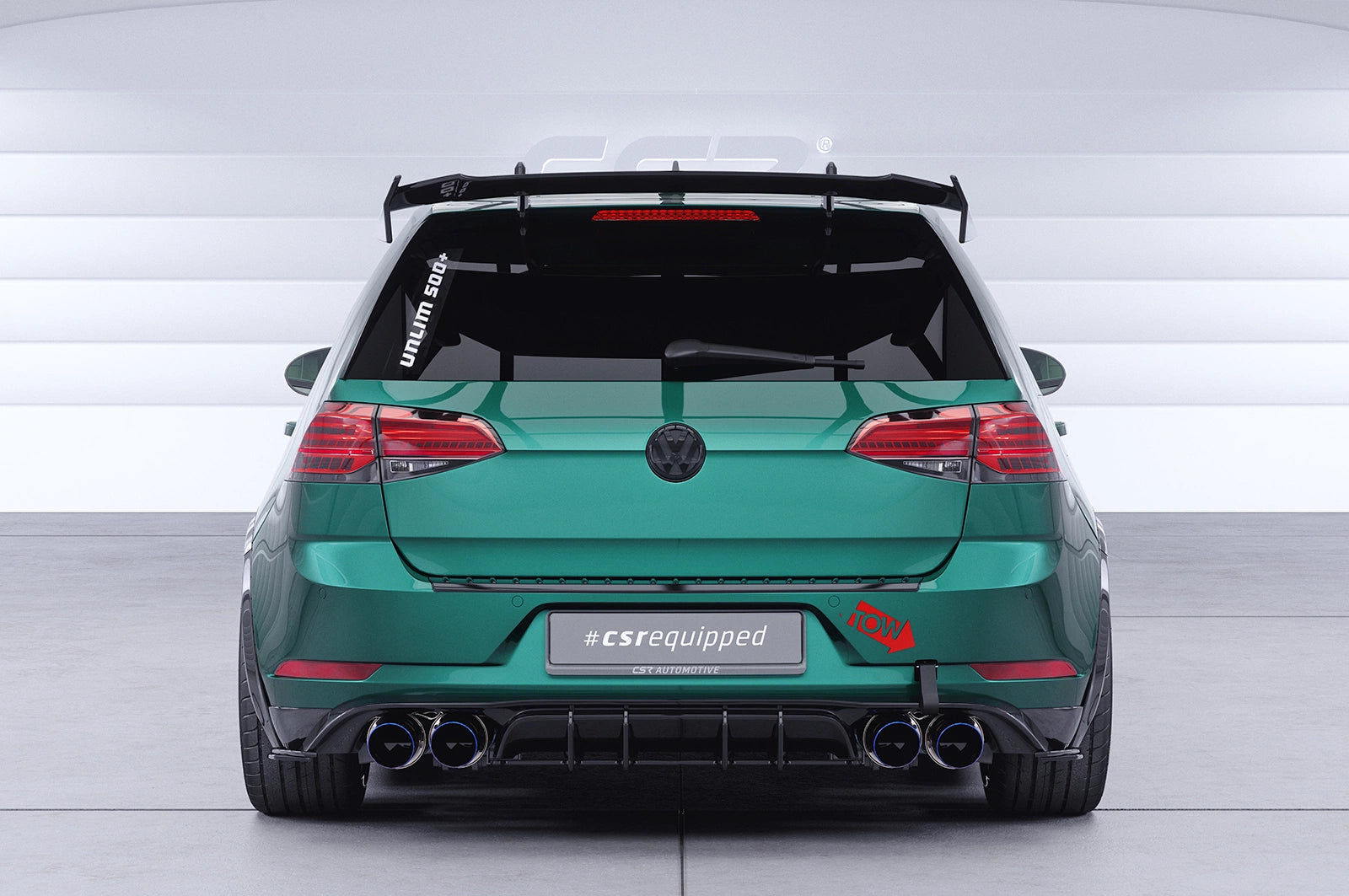 CSR Schwanenhals Heckflügel mit ABE für VW Golf 7 GTI, GTD, GTE, R, R-Line SHF052-F004-F-L | Unlackiert roh (Lackierung erforderlich)