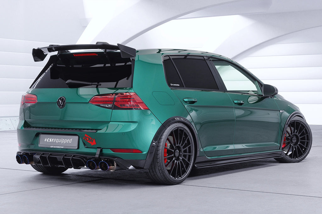 CSR Schwanenhals Heckflügel mit ABE für VW Golf 7 GTI, GTD, GTE, R, R-Line SHF052-F004-F-P | Schwarz lackiert (keine Lackierung erforderlich)