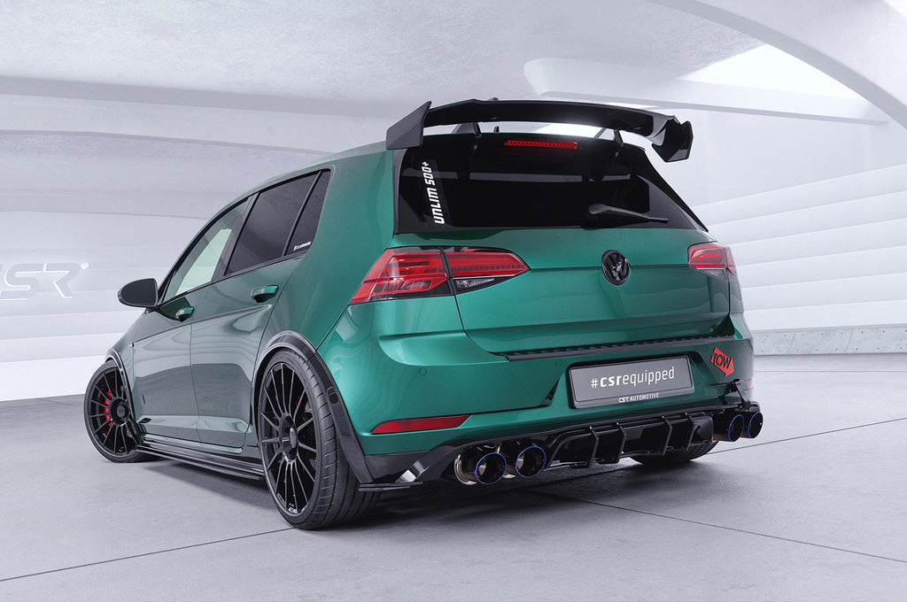 CSR Schwanenhals Heckflügel mit ABE für VW Golf 7 GTI, GTD, GTE, R, R-Line SHF052-F004-F-P | Schwarz lackiert (keine Lackierung erforderlich)