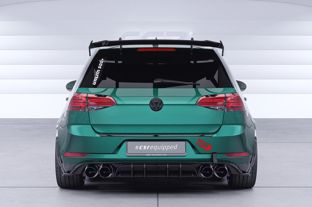CSR Schwanenhals Heckflügel mit ABE für VW Golf 7 GTI, GTD, GTE, R, R-Line SHF052-F004-F-P | Schwarz lackiert (keine Lackierung erforderlich)