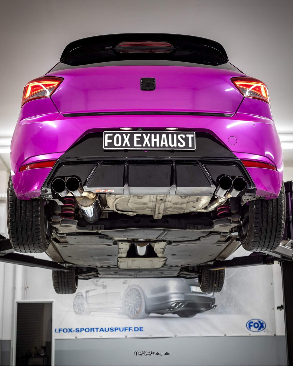 Fox passend fürSeat Ibiza V - KJ Endschalldämpfer mit Abgasklappe Ausgang rechts/links - 2x76 Typ 25 rechts/links mit schwarzen Endrohren