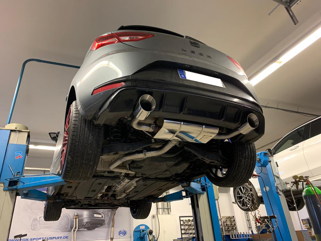 Fox passend fürSeat Leon 5F Endschalldämpfer rechts/links - 1x100 Typ 25 rechts/links für Rieger Stoßstange (Art. Nr. 00088089)