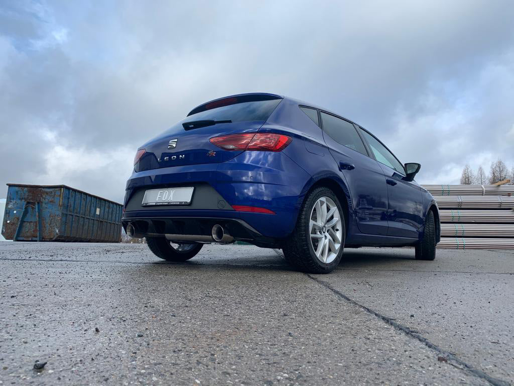 Fox passend fürSeat Leon 5F - Starre Hinterachse Facelift Endschalldämpfer Ausgang rechts/links - 1x100 Typ 25 rechts/links für Rieger Stoßstange