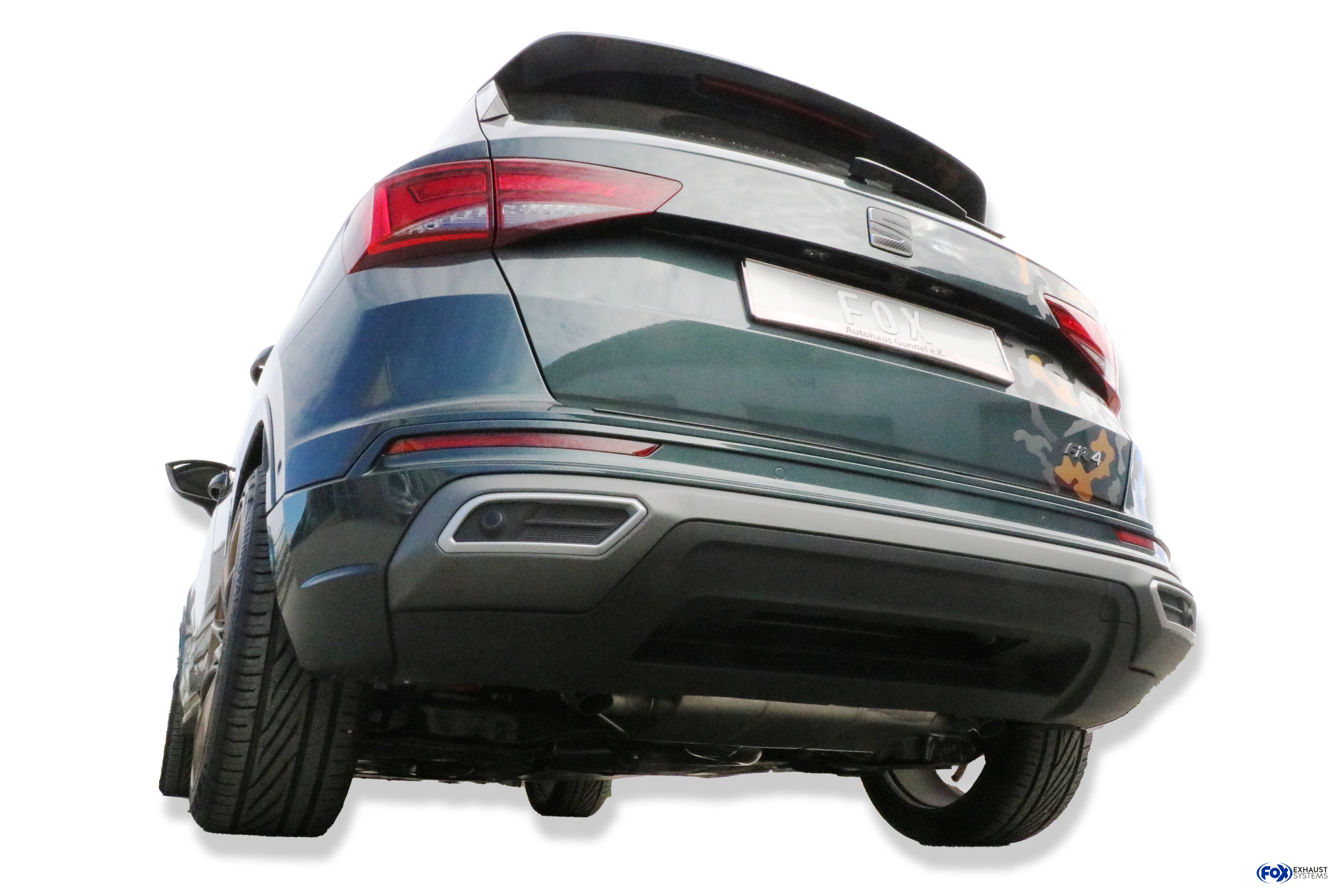 Fox passend fürSeat Ateca 5FP - 4x4 Facelift Endschalldämpfer quer Ausgang rechts/links - Endrohre hinter der Stoßstange
