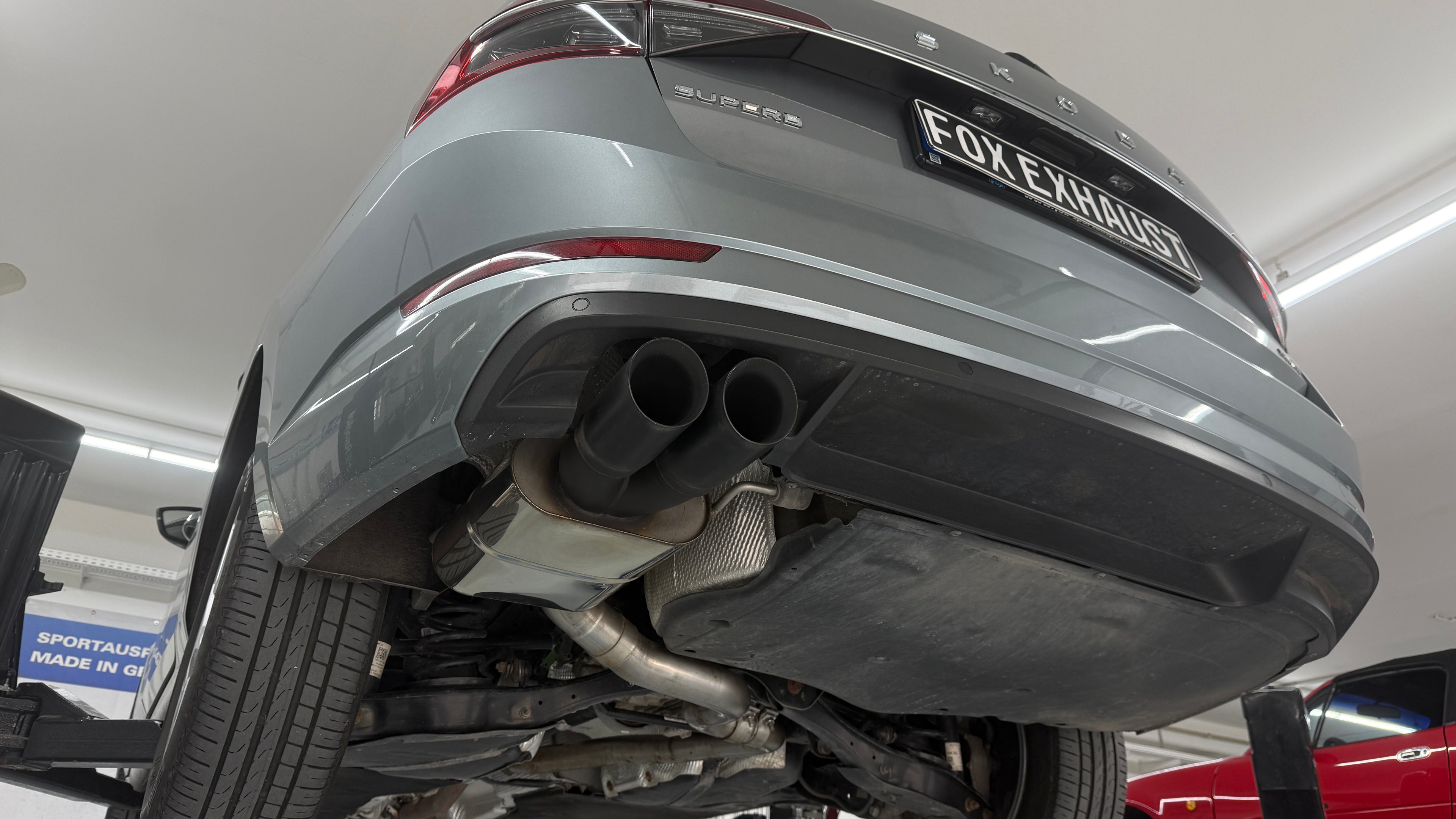 Fox passend fürSkoda Superb 3V 4x4 (3T) Endschalldämpfer - 2x90 Typ 25 schwarz matt keramikbeschichtet