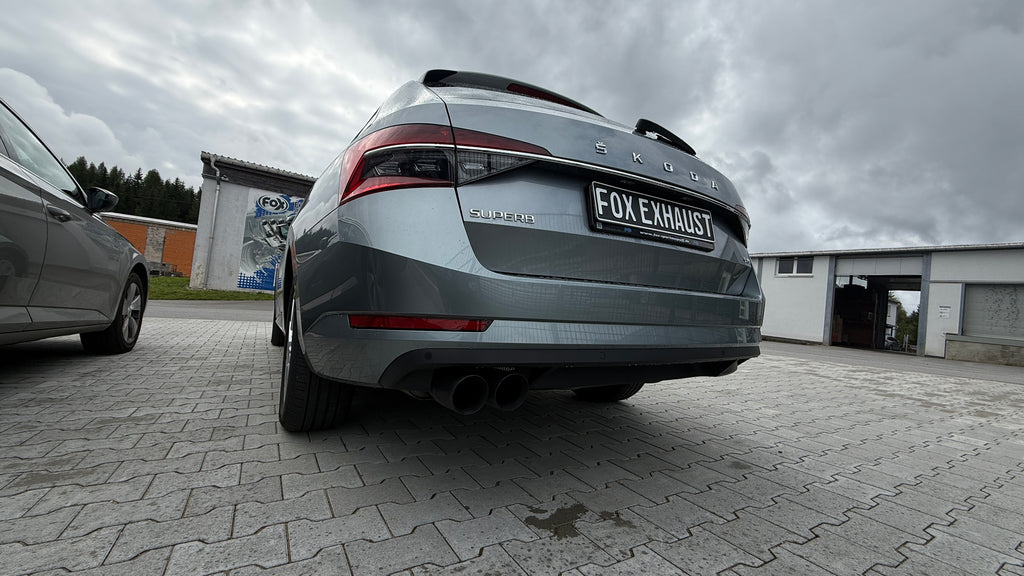 Fox passend fürSkoda Superb 3V 4x4 (3T) Endschalldämpfer - 2x90 Typ 25 schwarz matt keramikbeschichtet
