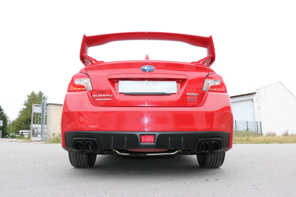 Fox passend fürSubaru WRX - V1 - Stufenheck Endschalldämpfer rechts/links zweiflutig - 2x90 Typ 12 rechts/links schwarz emalliert