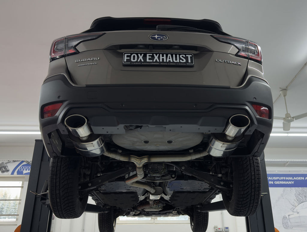 Fox passend fürSubaru Outback BT mit Heckeinsatz schwarz matt Endschalldämpfer rechts/links und Vorschalldämpfer - Endrohre 140x90 Typ 44 rechts/links (Heckeinsatz muss nicht lackiert werden)