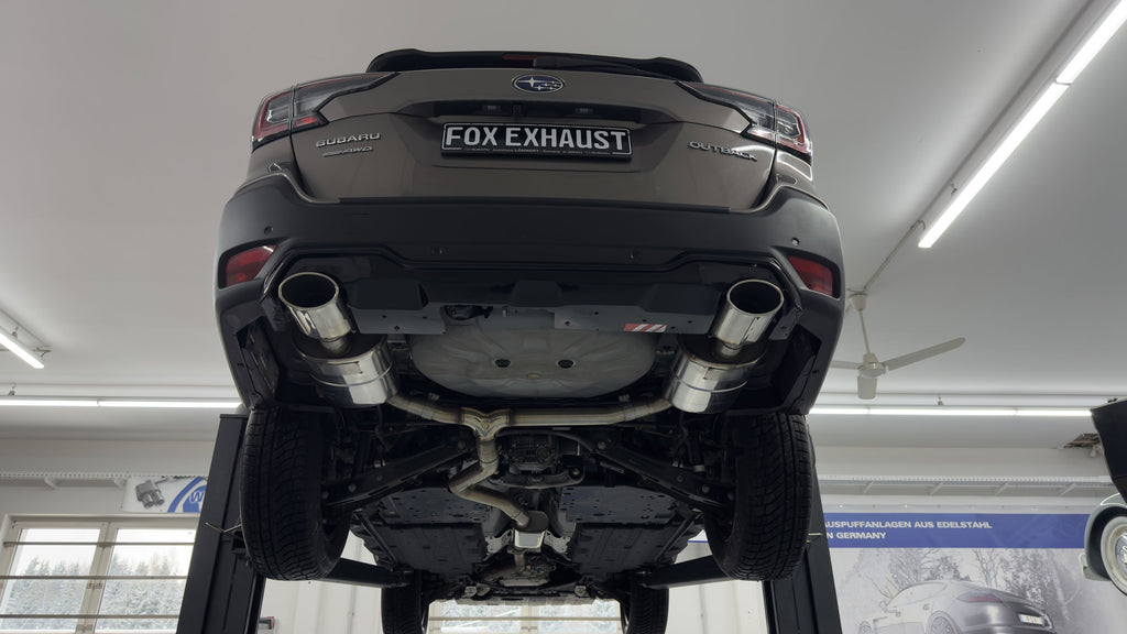Fox passend fürSubaru Outback BT mit Heckeinsatz schwarz glänzend Endschalldämpfer rechts/links und Vorschalldämpfer - Endrohre 140x90 Typ 44 rechts/links