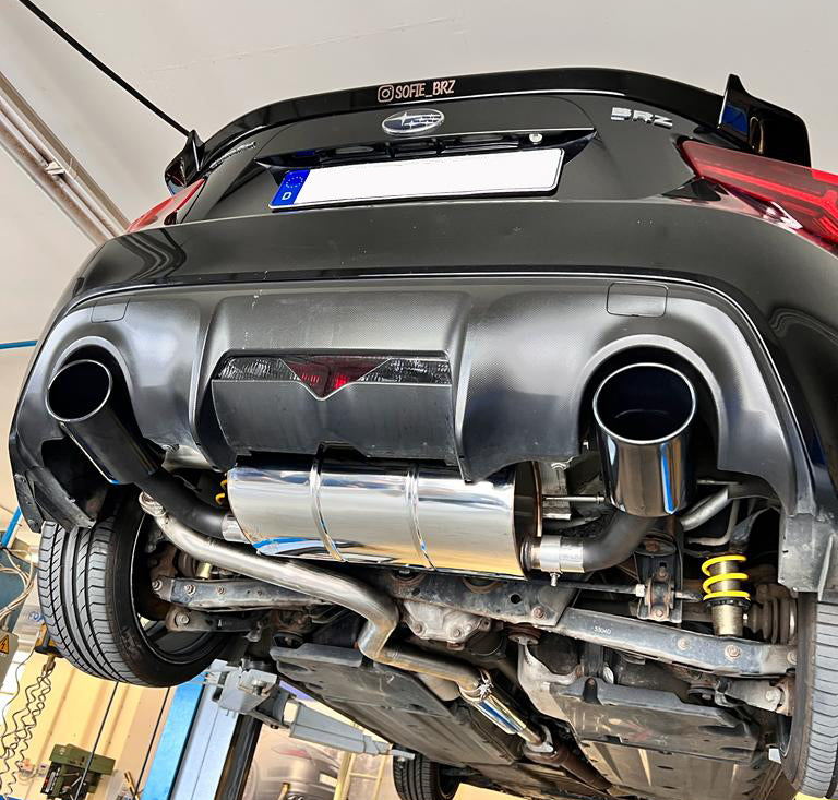 Fox passend fürSubaru BRZ/ Toyota GT86 Endschalldämpfer quer Ausgang rechts/links inkl. Vorschalldämpfer - 129x106 Typ 32 rechts/links schwarz emalliert