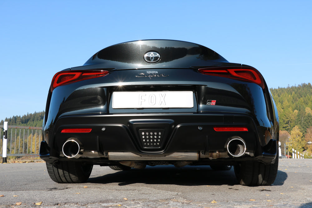 Fox passend fürToyota Supra JTSC Endschalldämpfer quer Ausgang rechts/links mit Abgasklappe - 1x114 Typ 12 rechts/links