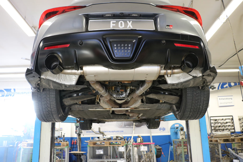 Fox passend fürToyota Supra JTSC Endschalldämpfer quer Ausgang rechts/links mit Abgasklappe - 1x114 Typ 25 rechts/links schwarz