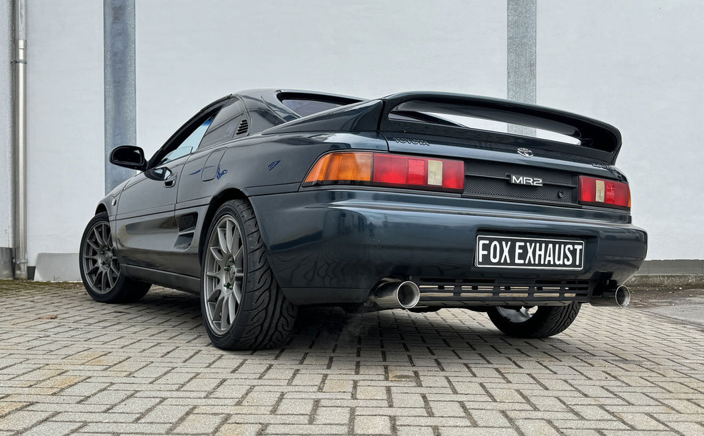 Fox passend fürToyota MR2 Typ W2 Endschalldämpfer quer Ausgang rechts/links - 1x90 Typ 25 rechts/links