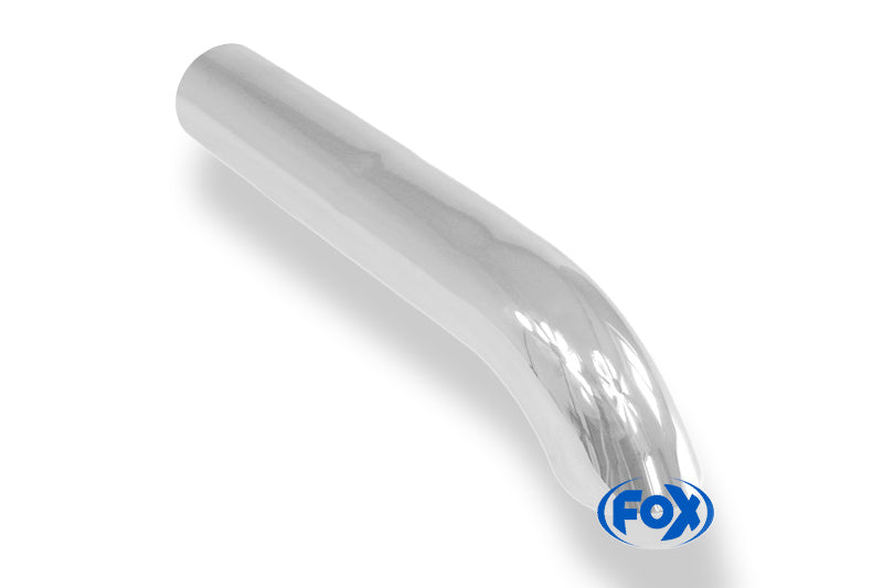 Fox Anschweißendrohr Typ 26 Ø 63 mm / Länge: 250 mm - uneingerollt / 80° nach unten gebogen