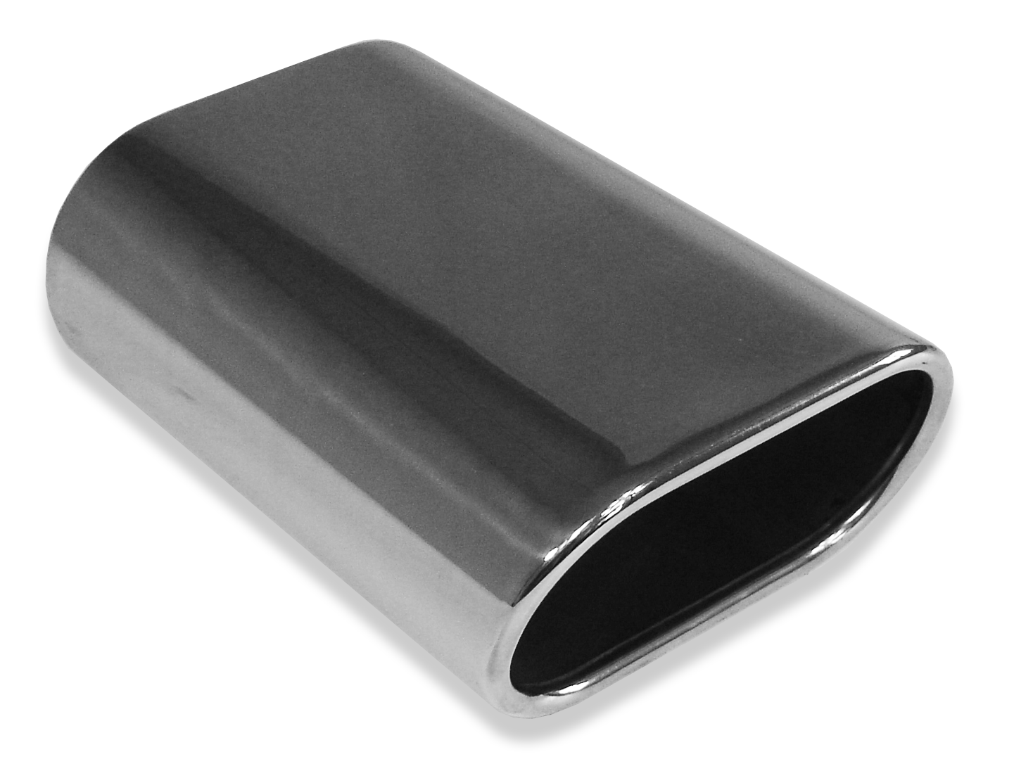 Fox Anschweißendrohr Typ 52 135x80 mm / Länge: 300 mm - flachoval / eingerollt / 16,5° abgeschrägt / ohne Absorber