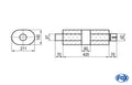 Fox Uni-Schalldämpfer Oval mit Kammer + Stutzen - Abw. 585 211x145, d1Ø 88,9mm (außen), d2Ø 88,9mm (innen), Länge: 420mm