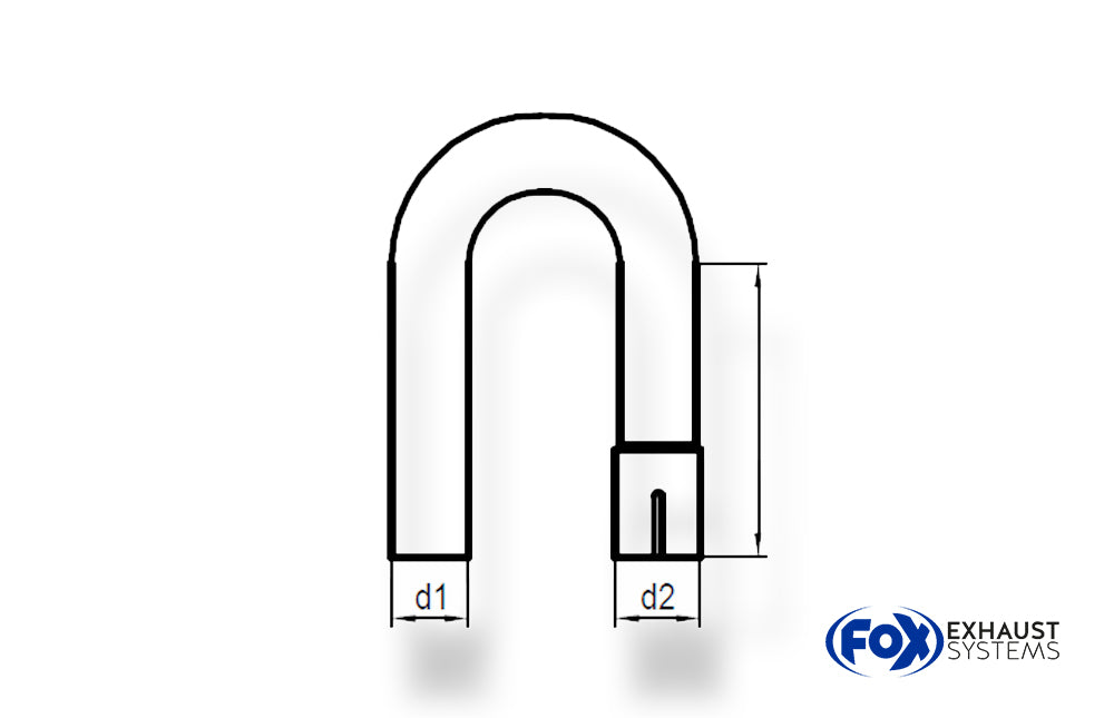 Fox Uni-Rohrbogen 180° geweitet - d1Ø 88,9mm Schenkellänge L1: ca. 310mm - Radius: 135mm