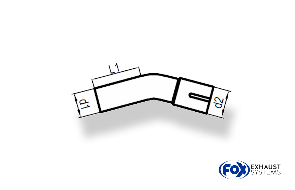 Fox Uni-Rohrbogen 30° geweitet - d1Ø 101,6mm Schenkellänge L1: ca. 250mm - Radius: 150mm