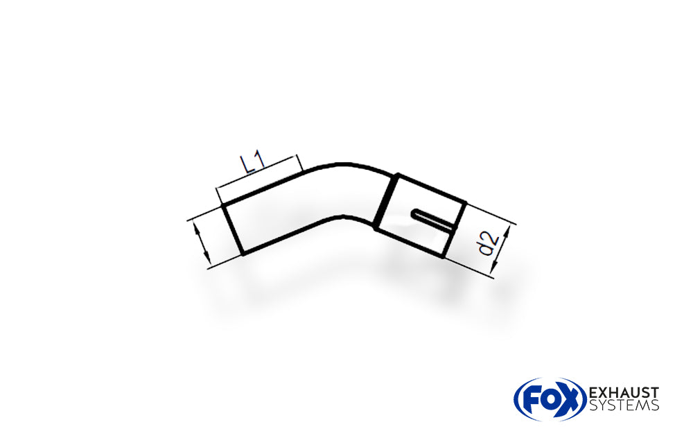 Fox Uni-Rohrbogen 45° geweitet - d1Ø 63mm Schenkellänge L1: ca. 90mm - Radius: 94,5mm