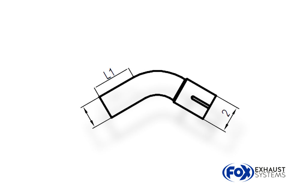 Fox Uni-Rohrbogen 60° geweitet - d1Ø 76mm Schenkellänge L1: ca. 115mm - Radius: 114mm