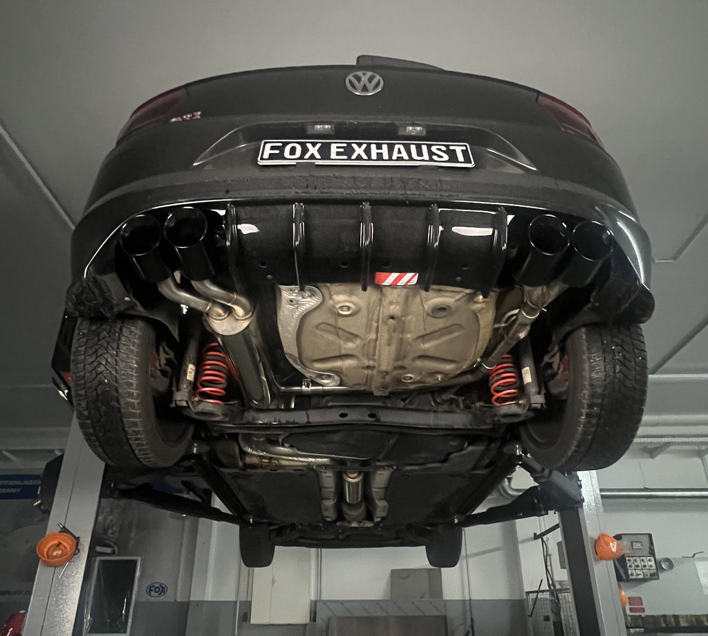 Fox passend fürVW Polo AW1 GTI Endschalldämpfer Ausgang rechts/links - 2x100 Typ 25 rechts/links schwarz emailliert