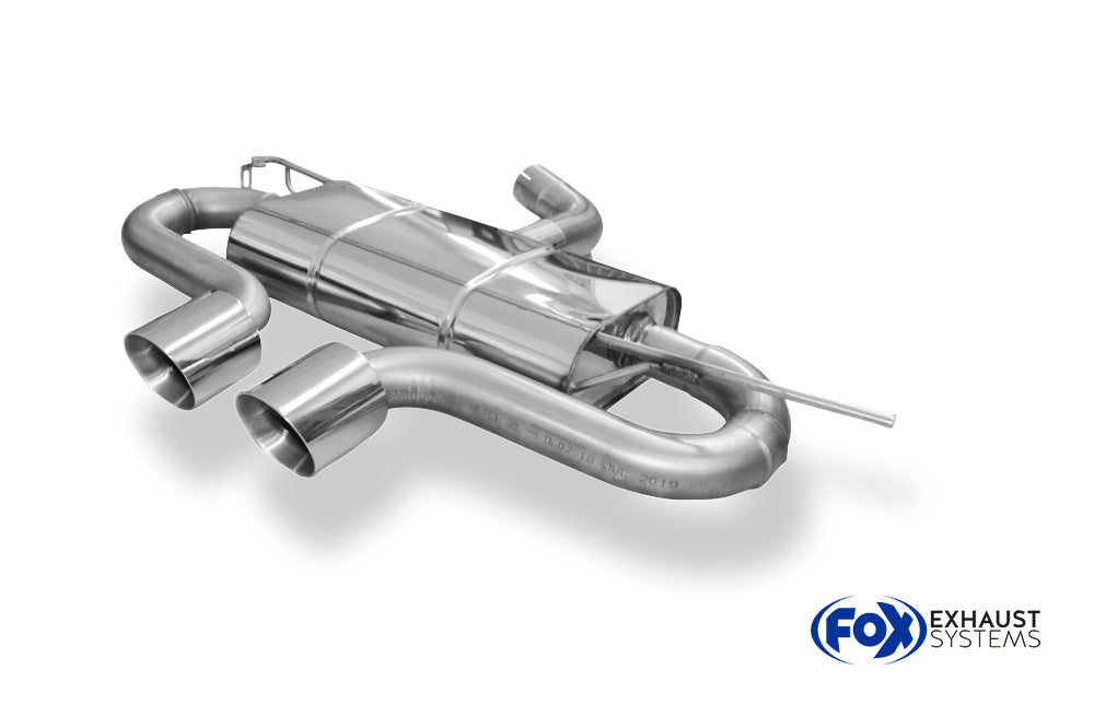 Fox passend fürVW Golf V GTI/ GTD + VW Golf VI GTI inkl. Cabrio Endschalldämpfer Ausgang mittig R32-Design - 2x100 Typ 25 mittig