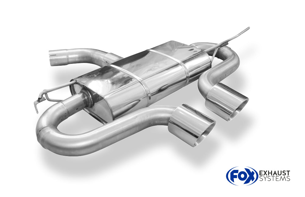 Fox passend fürVW Golf V GTI/ GTD + VW Golf VI GTI inkl. Cabrio Endschalldämpfer Ausgang mittig R32-Design - 2x100 Typ 25 mittig