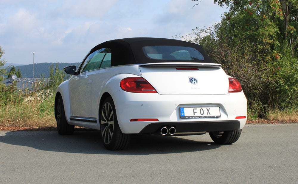 Fox passend fürVW Beetle 1,2l - 16 (5C) Coupe & Cabrio - Starre Hinterachse Endschalldämpfer einseitig - 2x90 Typ 16